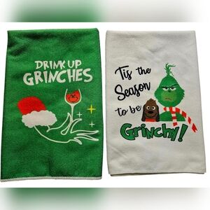GRINCH Christmas Holiday Microfiber Kitchen Towels, Set of 2